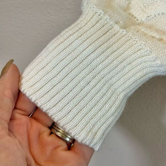 Vintage Nils 80's Cable Knit Wool Blend 1/4 Zip Up Off White Sweater Women's L - Picture 3 of 9
